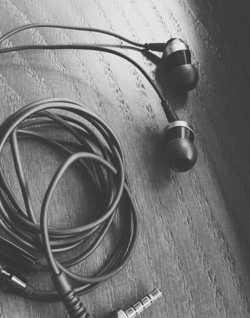 A pair of headphones on a table