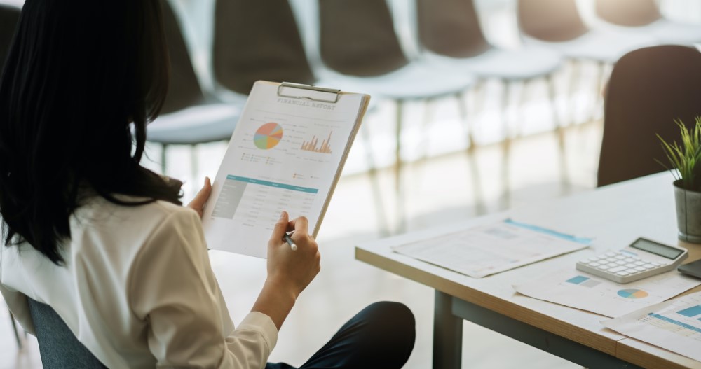 woman looking at analytics