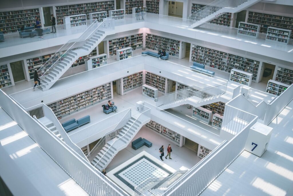 A maze-like library representing the pages and content found on a website.